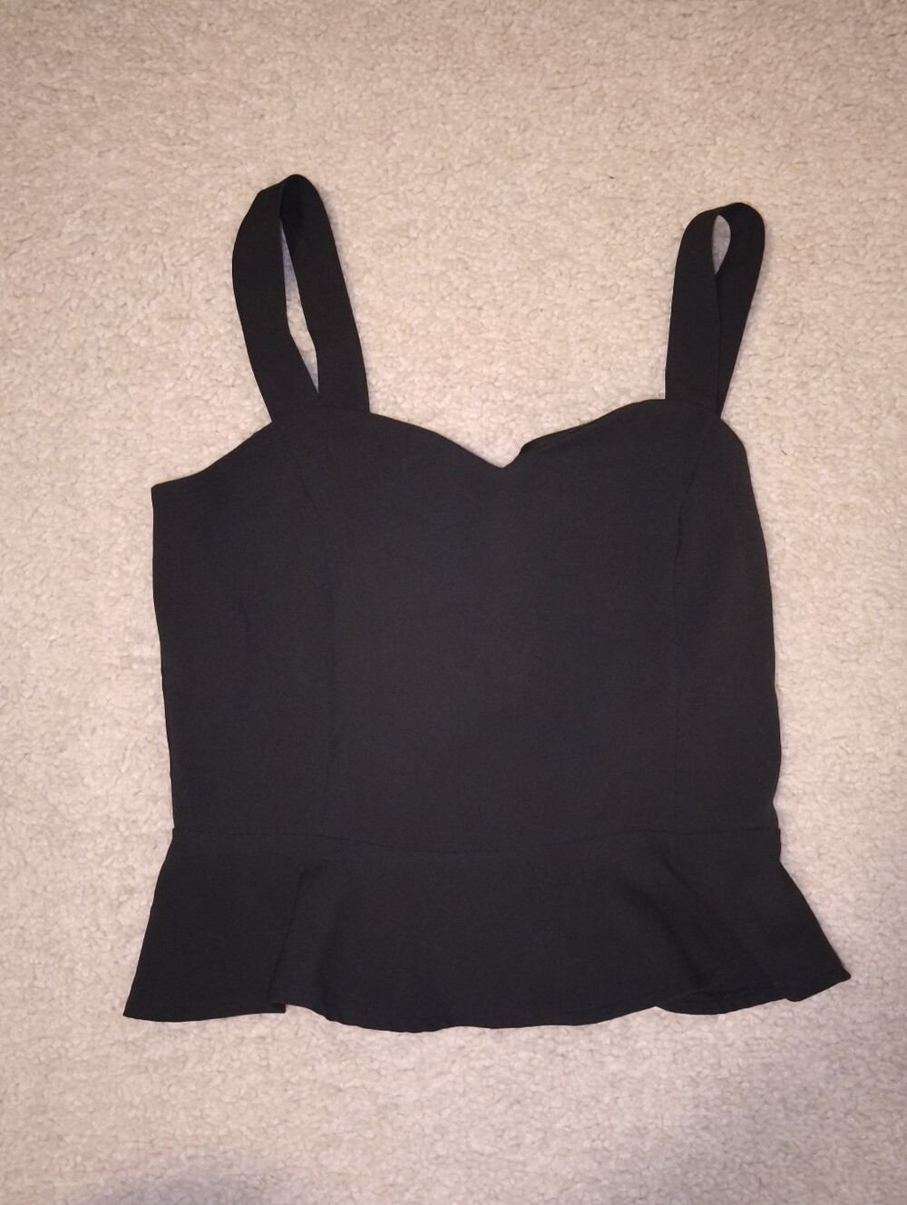 Black Corset Bustier Top Lace Up Back Peplum Size Small
